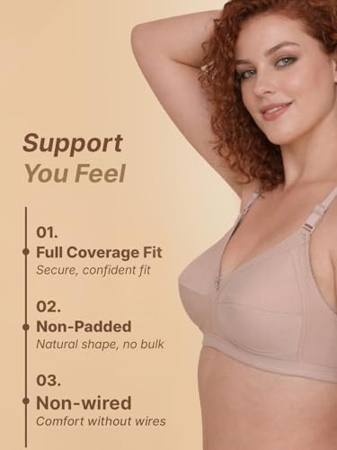 Image of INKURV Full Coverage Cotton Bra for Heavy Bust| Minimizer Bra for Women| Anti-Sagging Breast Lift Up| Non-Wired| Non-Padded Daily Use Bra for Ladies