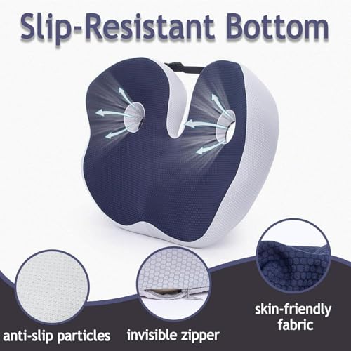 Cojín de asiento de espuma viscoelástica para aliviar el dolor de espalda, almohadilla ortopédica para silla de oficina y coche