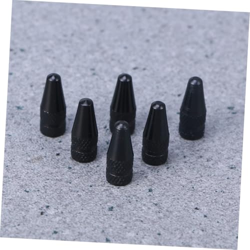 Totority 6 Pcs Tapones de Válvula Francés Aluminio Negro Antiarrastre miniatura 5