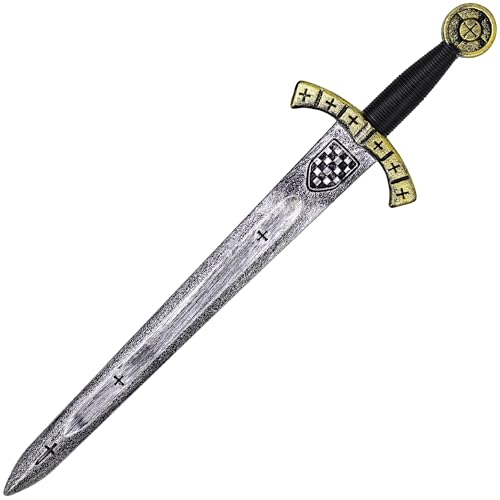 Vifcotlyp 61cm Knight Toy Sword, Plastic Roman Medieval Crusader Sword Warrior Costume Accessories for Halloween Cosplay (1 PCS) Gold