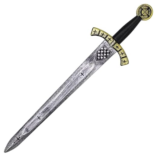 Vifcotlyp Espada de juguete de caballero de 61 cm, espada romana medieval de plástico, accesorios de disfraz de guerrero para Halloween, cosplay, oro