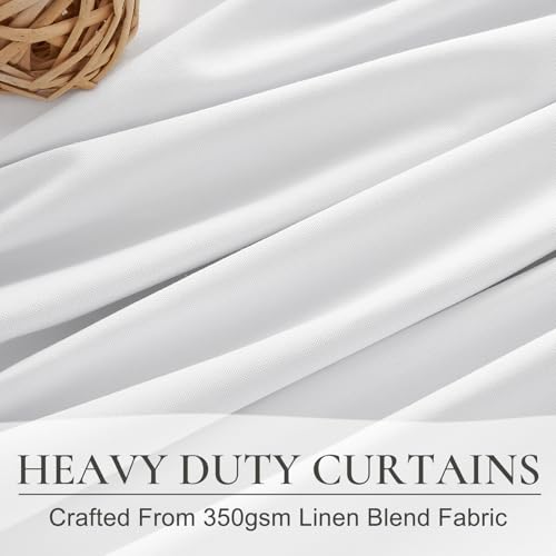 Pinch Pleated Bright White Blackout Curtains 105 Inches Long for Bedroom 2 Panels Set, Modern Linen Blend Heavy Thermal Decor Curtain Room Darkening Privacy Office /Kids Room Window Drapes 40"Wx105"L - Image 5