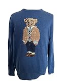 POLO RALPH LAUREN Men's Cotton Long Sleeve Sweater, Navy Heather, Blue, Graphic, L