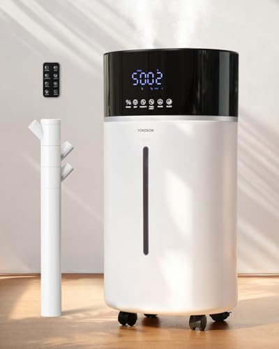 Image of Yokekon Cool and Warm Mist Humidifier Large Room, 4.76Gal/18L Humidifiers for Home 2500 sq ft, Air Humidifiers for Bedroom with Diffuser&Extended Tube, Whole House Humidifiers for Nursery Baby Plants