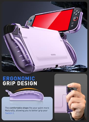 Image of Mumba Clear Case for Nintendo Switch 2 2025, Crystal Protective Clear Cover with Quick-Release Joy-Con Design and TPU Grip Compatible with New Nintendo Switch 2 7.9 Inch Console (Purple)