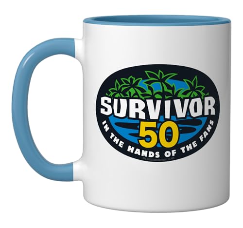 Taza de cerámica oficial Survivor Season 50 azul/blanca miniatura 1