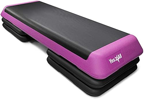 Yes4All Aerobic Stepper Exercise Steps with 3 Adjustable Height 10cm 15cm 20cm Step Platform  Fitness Stepper for Home & Gym, Aerobics, Cardio, Weights, Yoga
