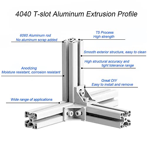 Image of 4PCS T Slot 4040 Aluminum Extrusion Profile 48'',European Standard Anodized Linear Rail for 3D Printer Parts and CNC DIY 1220mm Black(48inch)