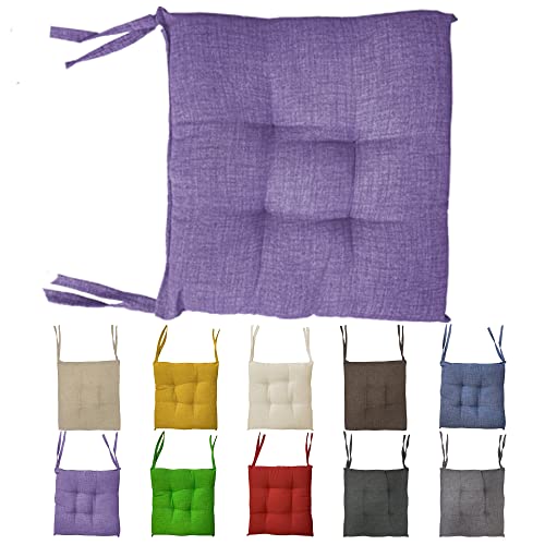 Home Tresor - Coprisedie Cuscini Sedie Cucina Set da 4 | Cuscini Sedia da Giardino, Sala Pranzo, per Interni ed Esterni Morbida Imbottitura Confortevole 6 Cm. (Lilla)