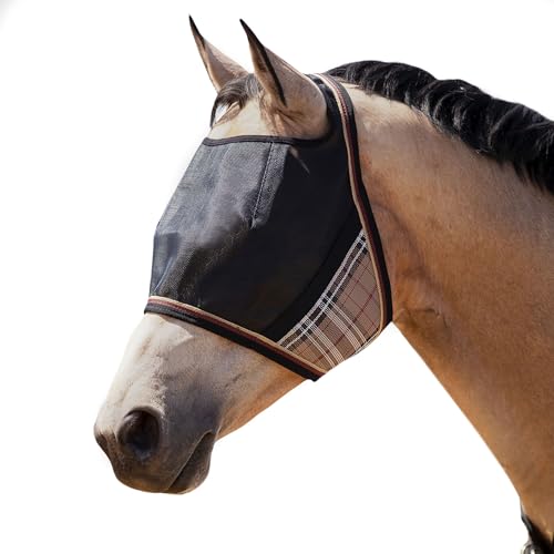 Kensington UViator CatchMask Horse Fly Mask with Web Trim UV Eye Protection Mask for Horse - Medium, Deluxe Black