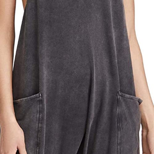 Macacão casual para mulheres, calças de babador longo casuais soltas, macacão de calça harém, calça