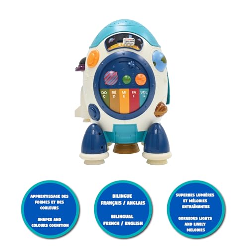 Projecteur d'étoiles et fusée éducative Lexibook interactive bilingue ROCKETi1