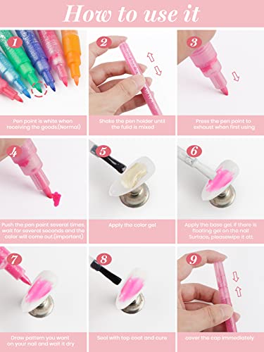 Kalolary 12pcs 3D Nail Art Pens Set Nail Graffiti Drawing Pen Nail Polish Pens Fine Tip Manicure Tools for Painting Nails DIY Nail Art Beauty Adorn for Women Girls (F) - Image 4