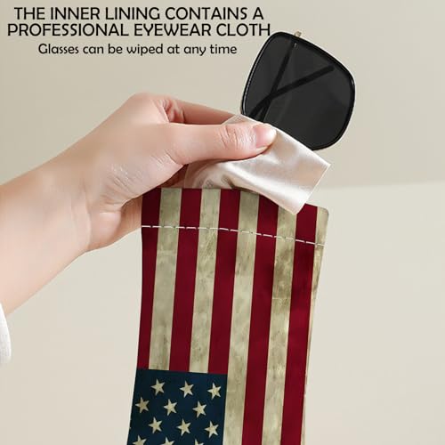 Image of 2 PCS Glasses Eyeglass Sunglasses Case Pouch Soft PU Leather Cute Aesthetic with Cleaning Cloth for Boys Men Man