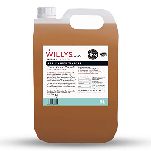 WILLYS Apple Cider Vinegar with Live Mother - Probiotics For Detox & Gut Health - 5L Jerry Can - Organic Raw Unpasteurised Naturally Fermented ACV