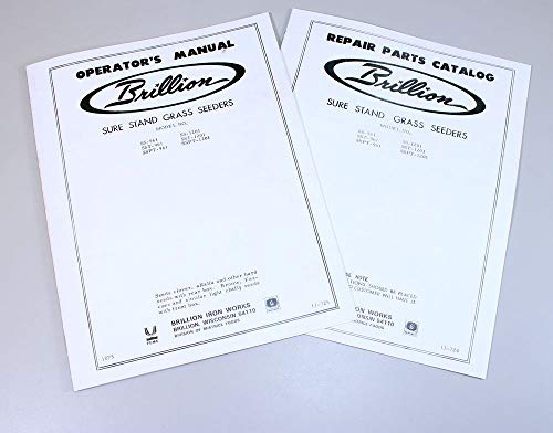 Brillion Sure Stand Seeder Parts & Operators 2 Manuals Rates Planter Drill