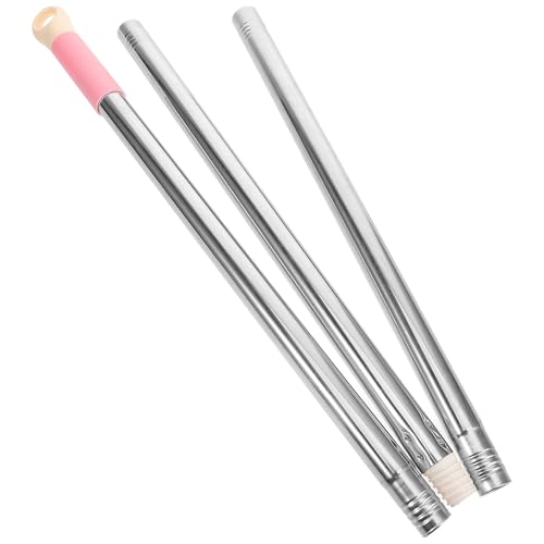 DEARMAMY Palo De Fregona De Acero Inoxidable De 123 Cm, Mango De Escoba De Tres Secciones, Varilla Metálica Ajustable, Repuesto Ergonómico Para Limpieza De Suelos y Baño, Kit De Mango Para Trapeador