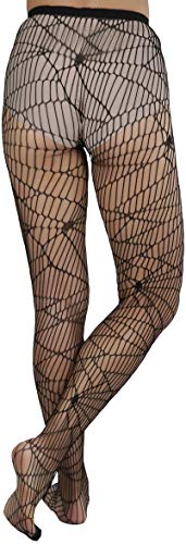 Image of ToBeInStyle Women's Spiderweb & Crawling Spider Print Hosiery Tights & Thigh High Stockings