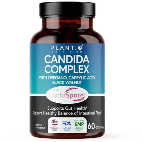 Potent Candida Cleanse Supplement – Candida Complex with Oregano, Caprylic Acid, Black Walnut & Probiotics – Supports Gut Health, Digestion & Intestinal Flora - 60 Candida Support Capsules
