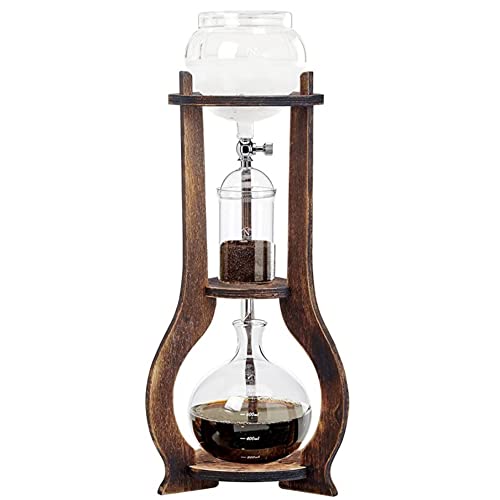 LOYALHEARTDY Cold Brew Coffee Maker, Vintage Manual Ice Coffee Makers Cold Brew Machine with Slow Drip Technology 6-8 Cups 20 Oz Cold Drip Coffee Maker for Home Coffee Shops, -20 to 300°C Brown