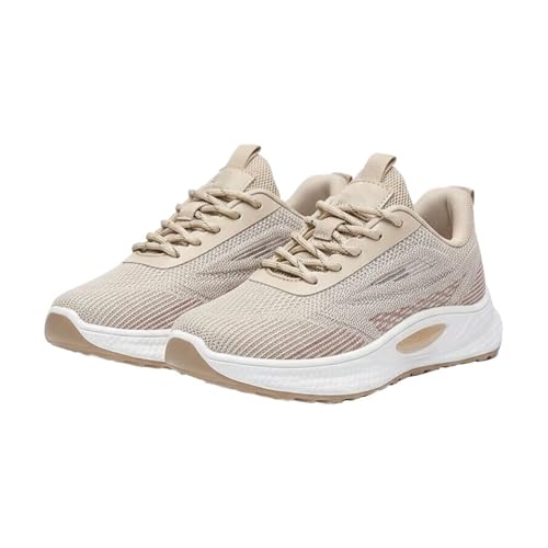 Komfortkorg för dam - ortopedisk sneaker dam sko glidande lätta sneakers sneakers snörning sko fritid utomhus sneakers andningsbara sneakers vandringsskor, En khaki, 37 EU