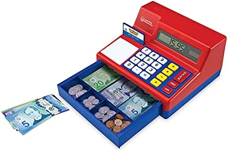 Learning Resources Pretend & Play Calculator Cash Register with Canadian Currency - 73 Pieces, Ages 3+ Kids Cash Register,, Pretend Play Money for Kids 5 41viFuYYMwL. AC