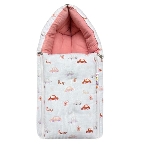 Image of NEW COMERS 3 in 1 Carry Nest Portable Cushion Bed with Waffle Texture Soft 100% Pure Muslin Padding Lightweight Travel Friendly Multi-Use Carry Wrap with Secure Support Design | Unisex Carry Bag Nest