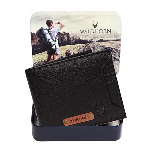 Image of WildHorn customised Gifts for Men | Personalized Leather Wallet for Mens -Name /Logo Printed on Wallet I Unique Gifting for Men Boy Love Husband Employees Clients