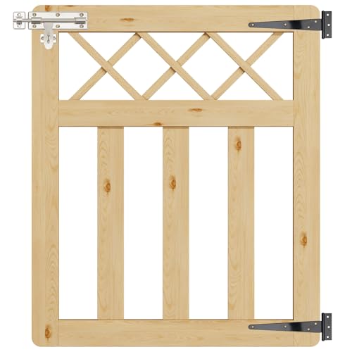 INMOZATA Garden Gate Wooden Pedestrian Gate with Gate Lock and Hinge 2.5ft Wide x 3ft High (76cm Wide x 90cm High)