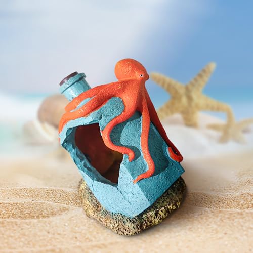 Image of Generic Aquarium Landscaping Octopus Decoration, Fish Tank Decor Ornament, Realistic Octopus Resin Crafted for Shrimp Crab to Rest /Breed /Hiding Caves Hideout (Blue)