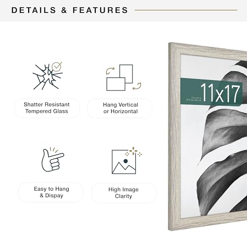 MCS Studio Gallery 11x17 Picture Frame Gray Woodgrain, Rectangle Photo Frame for Photos, Posters & Art Prints (1-Pack)