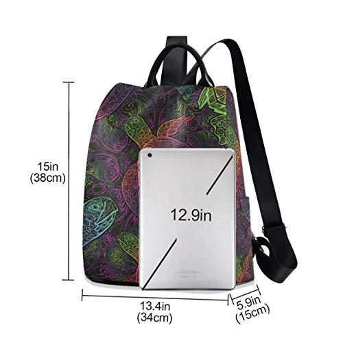 ALAZA Boho Sea Turtle With Lotuses And Mandala Backpack for Daily Shopping Travel3