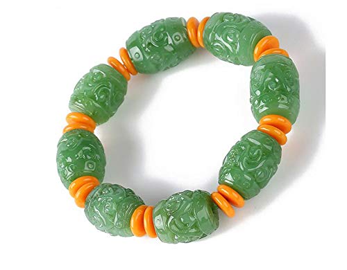 Jade de Hetian Xinjiang : bracelet de perles naturelles motif Nuage