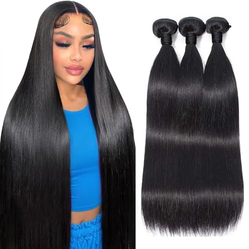 Tissage Bresilien en lot Cheveux Humain Extensions Tissage Cheveux Naturels 20 20 20 Pouces Meche Naturelle Pour Tresse Double Weft Remy Hair Straight Human...
