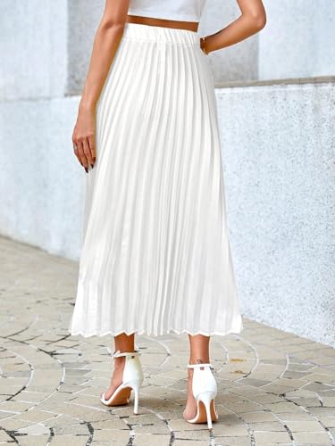 Women's Elegant Solid Color High Waisted Pleated Elegant Skirt Long Skirts2