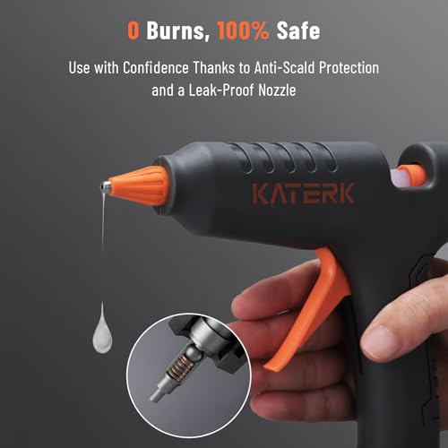 Image of Katerk 12V Full Size Cordless Hot Glue Gun with 24 Glue Sticks, Drip-Free Fast Heating Rechargeable and Heavy Duty Battery Operated Glue Gun and Sticks Sets 11mm x24 for Crafts DIY, Repair, Gift