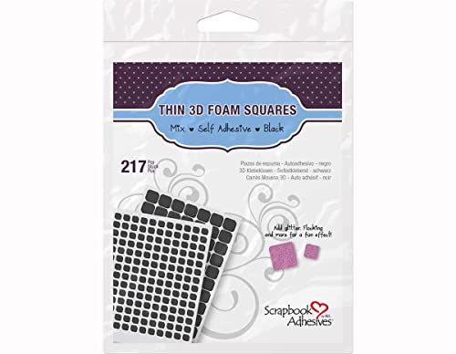 SCRAPBOOK ADHESIVES BY 3L 3D Foam Squares-Thin, Black, Assorted, 217 Cover