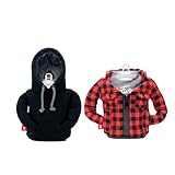 Puffin The Lumberjack & Hoodie Bundle | Beverage Flannel & Hoodie Can Cooler for Beer, Water, Soda & More | Red and Black
