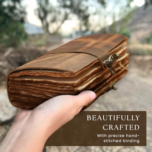 Image of Journal 5x7 Leather Notebook Handmade Vintage Dark Brown Personal Organizer Writing Journal 240 Pages Travel Diary, Scrapbook, Sketchbook & Gift for Men & Women