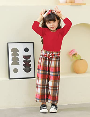 Image of MIGU Toddler Girl Clothes,Girls Fashion Clothes Puff Sleeves Shirt Pants Headband 3Pcs Girls Gifts Sets
