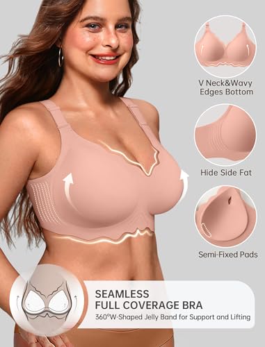 Image of OEAK Women Value Series Jelly Bras Wireless Pushup Convertible Bra | Everyday Essentials,Comfortable Bralettes,No Underwire,Full Coverage,Support Lift,Tshirt,Soft,Seamless,Scalloped