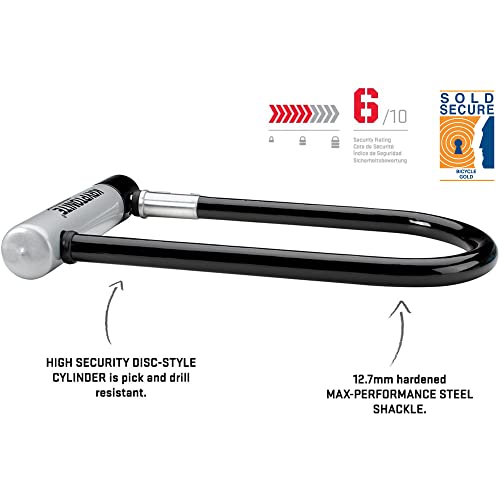 Image of Kryptonite Kryptolok Standard Bike U-Lock, Heavy Duty Anti-Theft Bicycle U Lock, 12.7mm Shackle with Mounting Bracket and Keys, High Security Lock for Bicycles Scooters