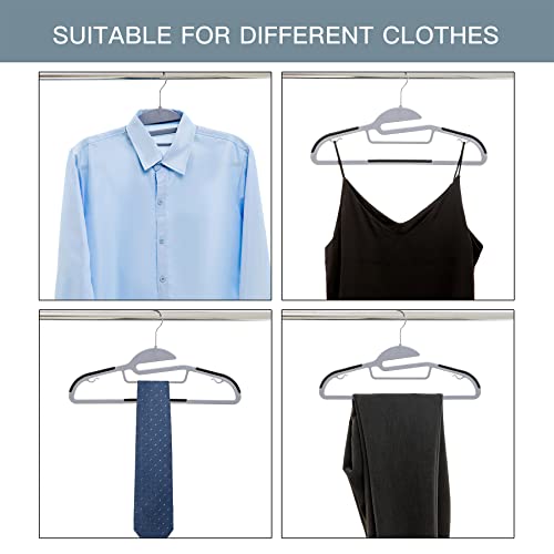 Cimlord 50Pc Neck Saver Coat Hanger - Thin Space Saving Clothes Hangers With Non-Slip Rubber Pad, Closet Suit Hangers For Clothing, Pants, Jeans, Durable Plastic Gray Slim Hanger #TOP5