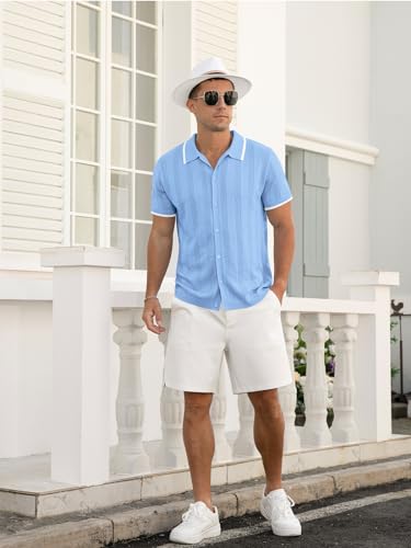 RQP Men's Casual Button Down Shirt Short Sleeve Vintage Clothes Knit Polo Shirts Summer Beach Shirts4