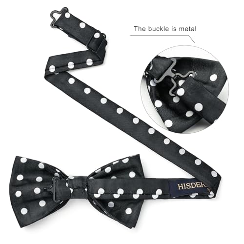 Image of HISDERN Bow Ties for Men Pretied Bowties Classic Formal Business Bow Tie Adjustable Tuxedo Bowtie for Wedding Party