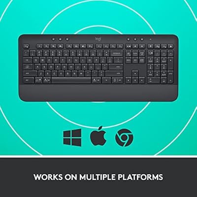Logitech Signature K650 Comfort Full-Size Wireless Keyboard with Wrist Rest, BLE Bluetooth or Logi Bolt USB Receiver, Deep-Cushioned Keys, Numpad, Compatible with Most OS/PC/Window/Mac - Graphite