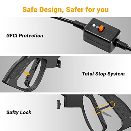 (New Model) Rock&Rocker Powerful Electric Pressure Washer, 1950Psi Max 1.58 Gpm Power Washer With Hose Hook, 4 Quick Connect Nozzles, Soap Tank, Ipx5 Car Wash Machine For Home/Car/Driveway/Patio Clean #TOP7