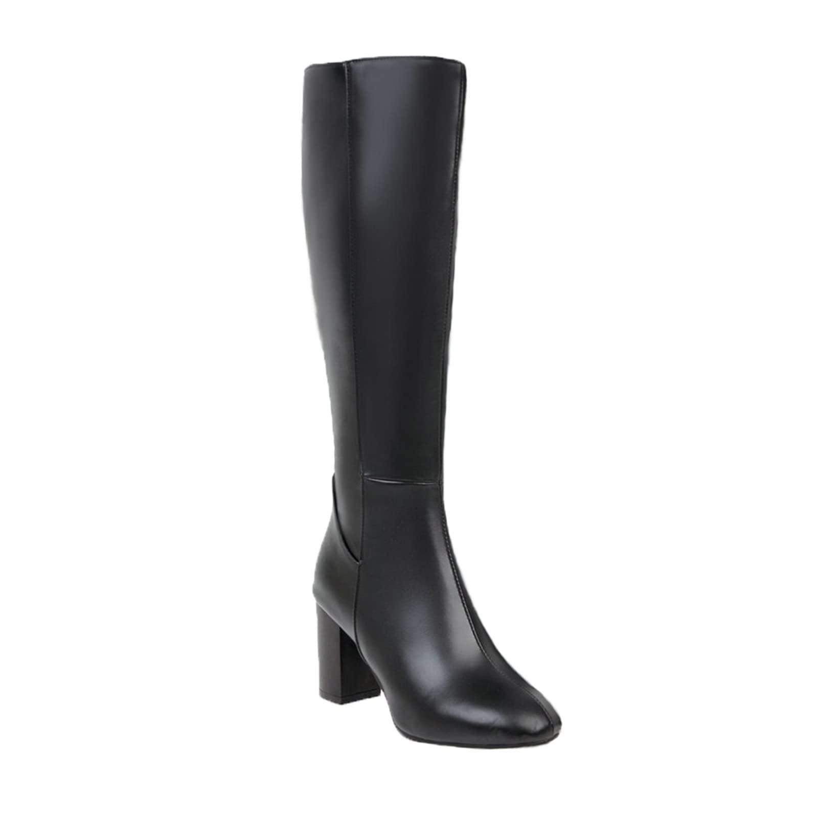 NUSGEAR 2023 Botas altas para Mujer, Botas por encima de la rodilla Muslo Invierno PU Elegante Elástico Botas de tacón alto Vintage Botas de Jinete Casual Moda Fiesta club Cómoda Zapatos