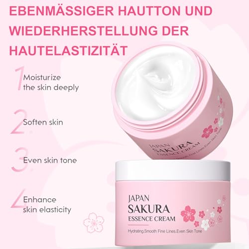 Hautpflege Set für Teenager-Mädchen, Japan Sakura Skincare Set, Anti-aging Gesichtspflege Set, Tägliche Schönheitspflege mit Cleanser, Toner, Serum, Creme, Augenmaske, Gesichtsmaske, Lippenmaske – Bild 4