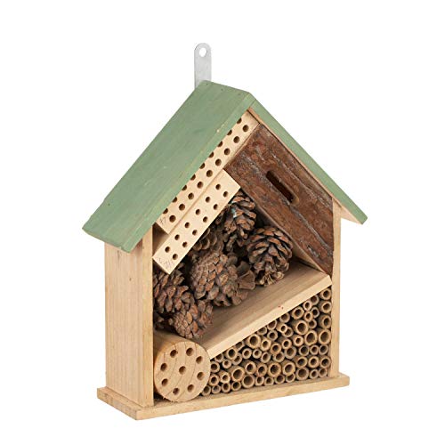 Woonden Multi Habitat Insect House Outdoor Garden Decorative Wooden Insect Hotels for Bee, Butterfly and Beetle Tree of Life Light Green - Image 5